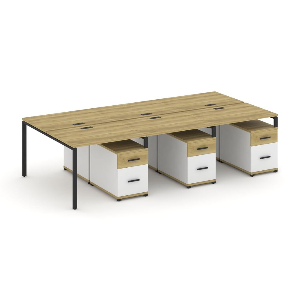 Рабочая станция на 6 мест с тремя двухсторонними опорными тумбами