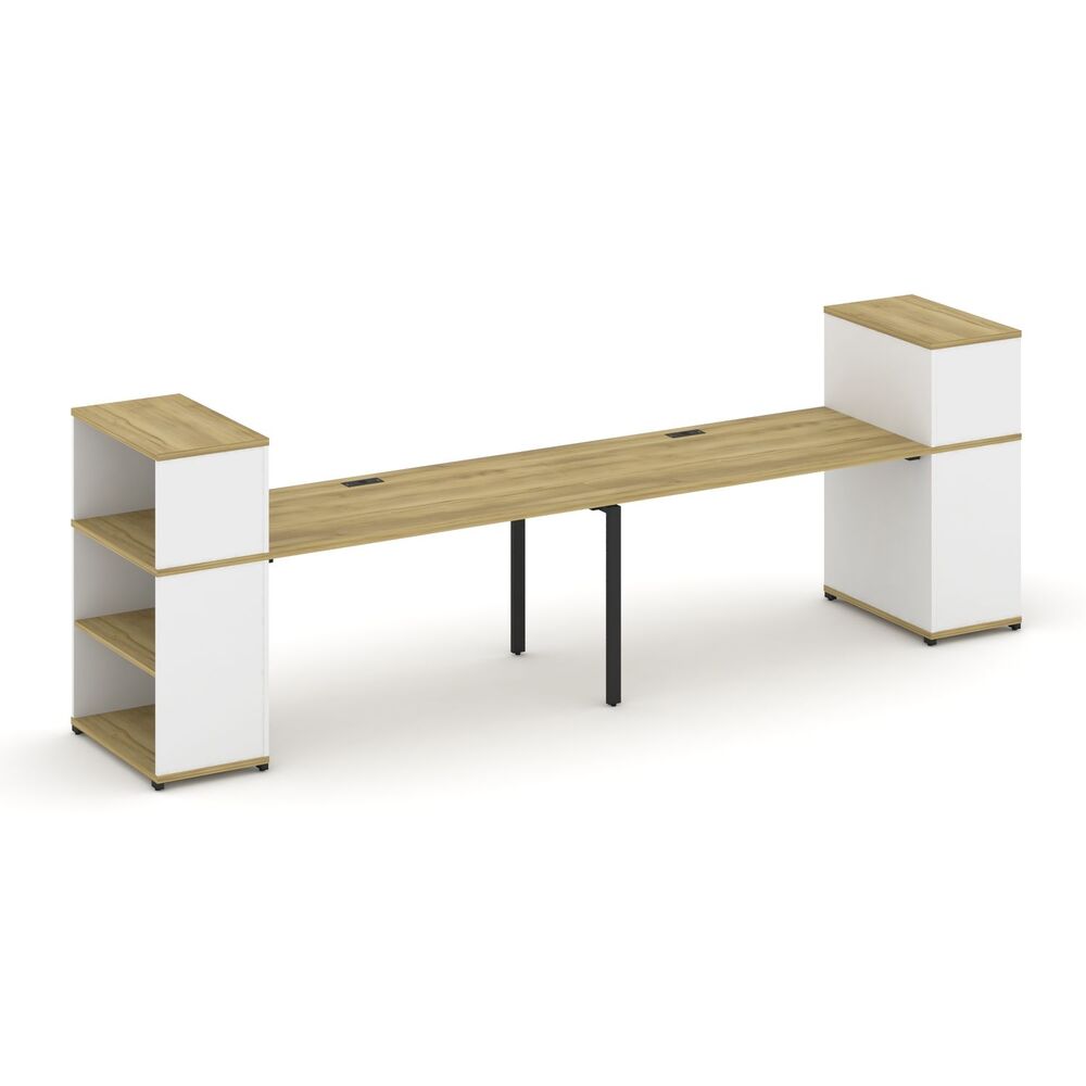 Рабочая станция с опорными стеллажами с надставкой низкой