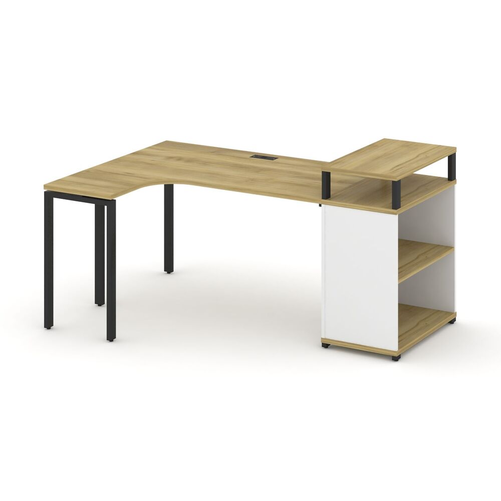 Стол эргономичный с опорным стеллажом с верхним горизонтом левый