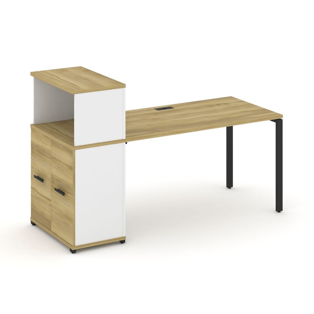 Стол рабочий с опорным распашным шкафом с надставкой низкой