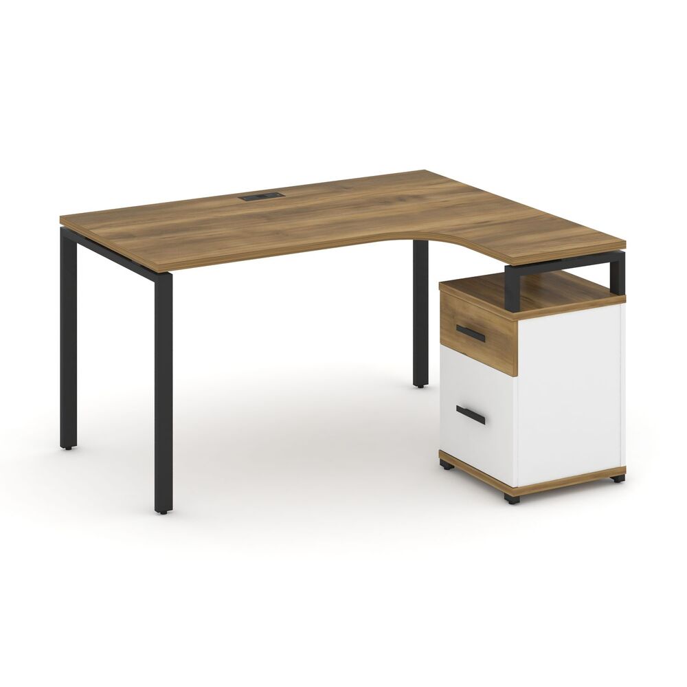 Стол эргономичный правый с опорной тумбой