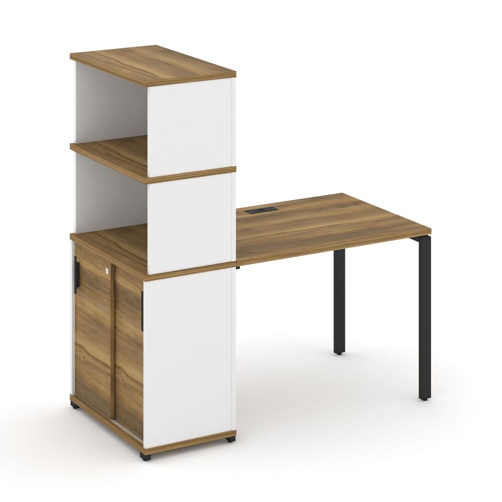 Стол рабочий с опорным шкафом купе с надставкой высокой