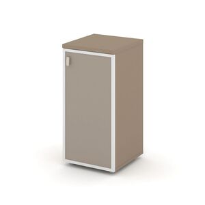 Шкаф низкий узкий правый (1 низкий фасад стекло лакобель в раме)