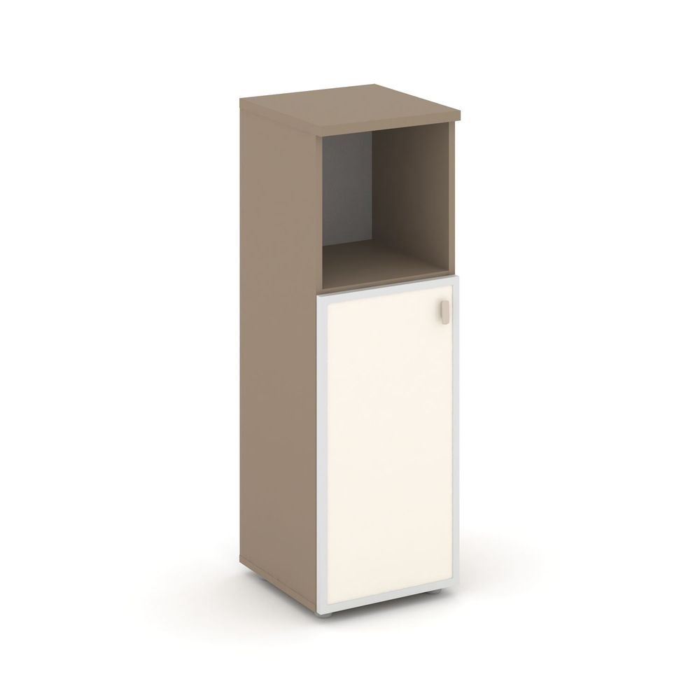 Шкаф средний узкий левый (1 низкий фасад стекло лакобель в раме)