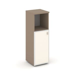 Шкаф средний узкий левый (1 низкий фасад стекло лакобель в раме)