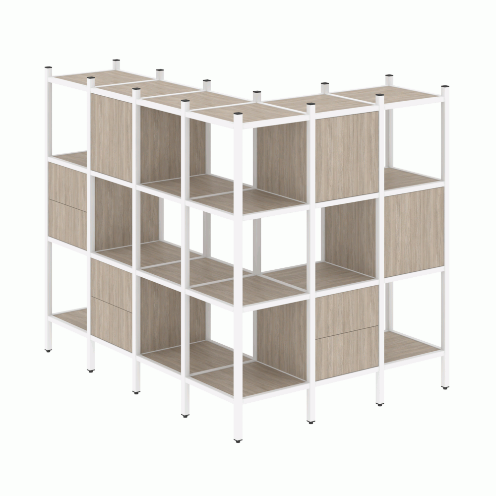 Угловой внешний стеллаж наборный