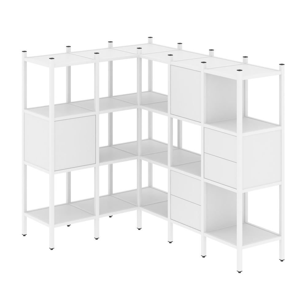 Угловой внутренний стеллаж наборный