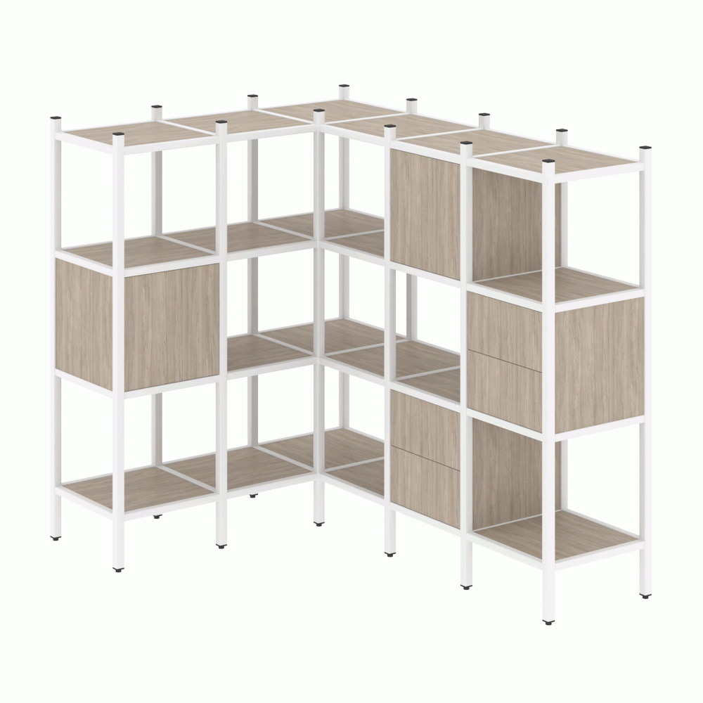 Угловой внутренний стеллаж наборный