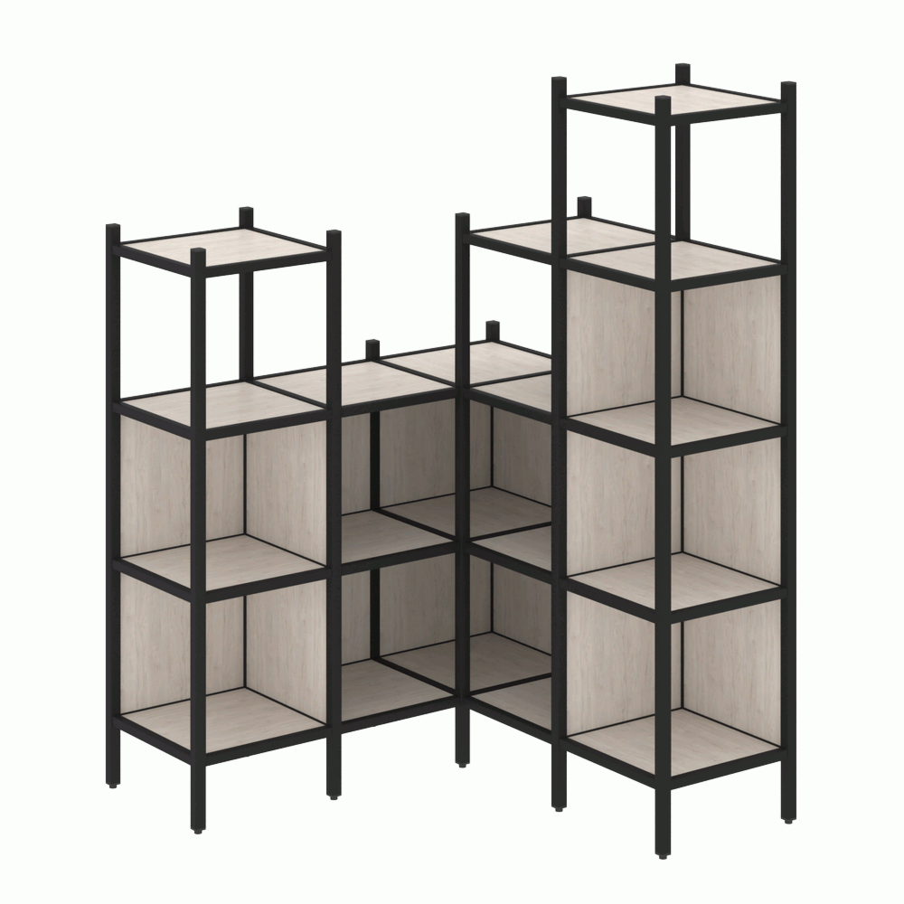 Угловой внутренний стеллаж наборный