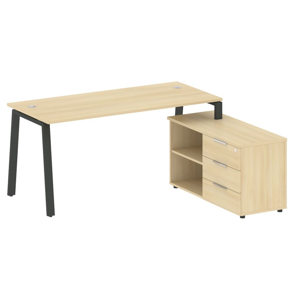 Рабочая станция на А-образном м/к с опорной тумбой правая