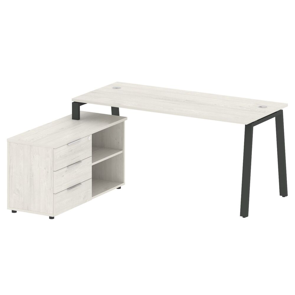 Рабочая станция на А-образном м/к с опорной тумбой левая