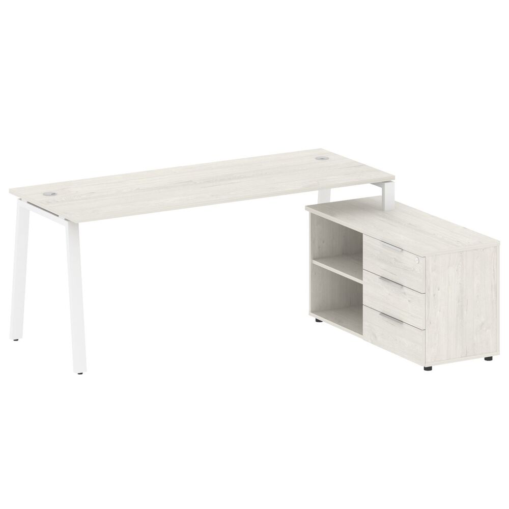 Рабочая станция на А-образном м/к с опорной тумбой правая