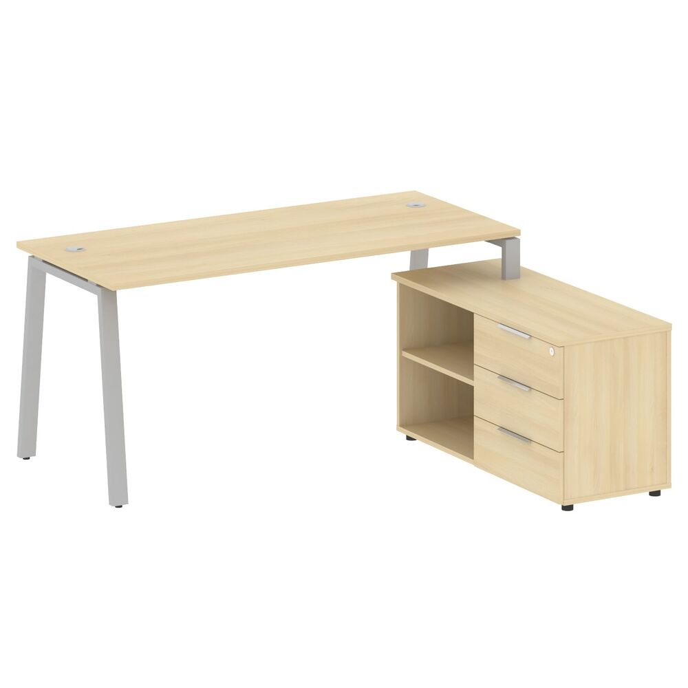 Рабочая станция на А-образном м/к с опорной тумбой правая