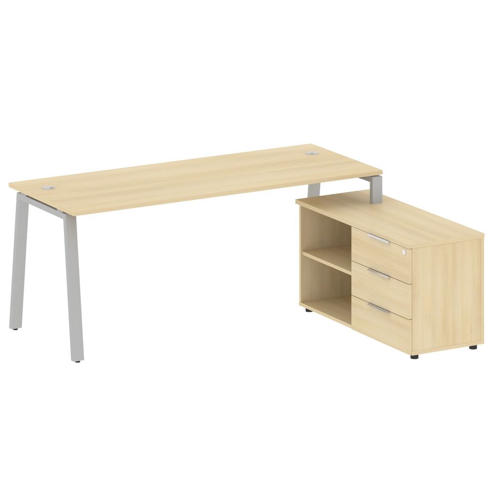 Рабочая станция на А-образном м/к с опорной тумбой правая