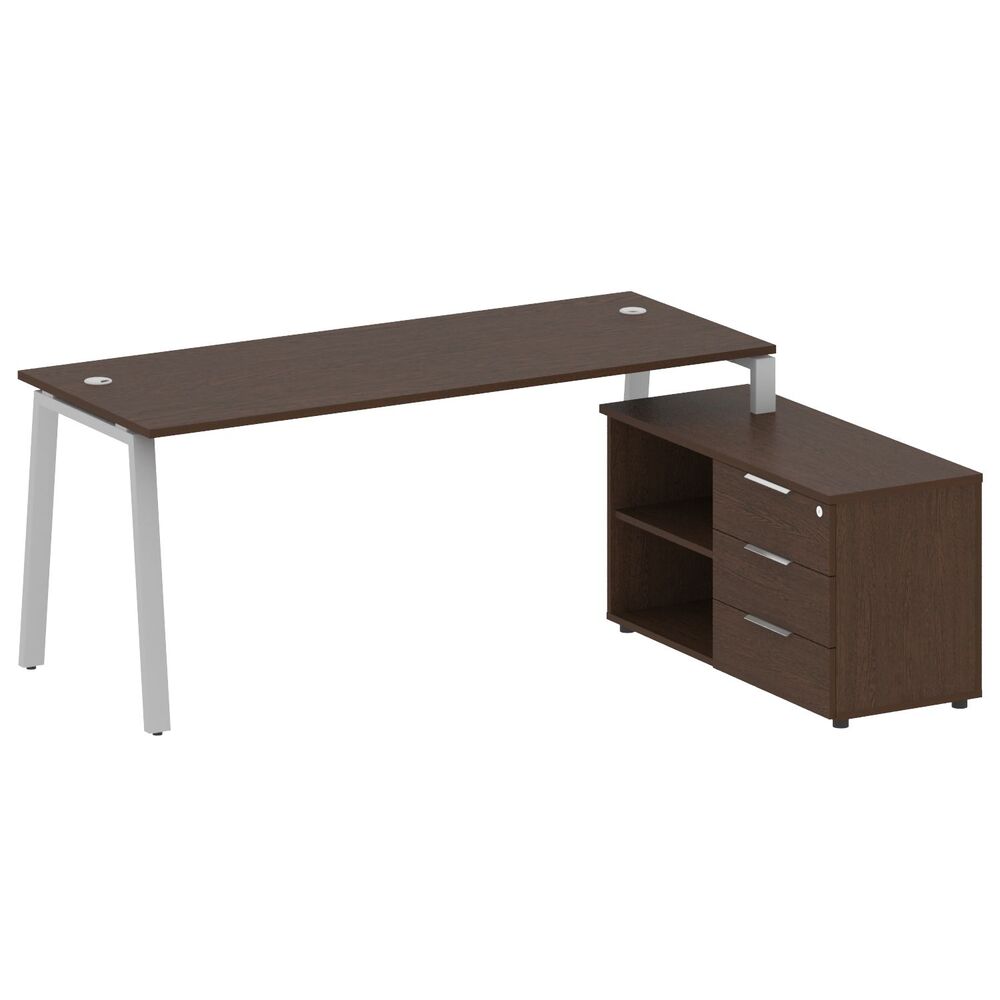 Рабочая станция на А-образном м/к с опорной тумбой правая