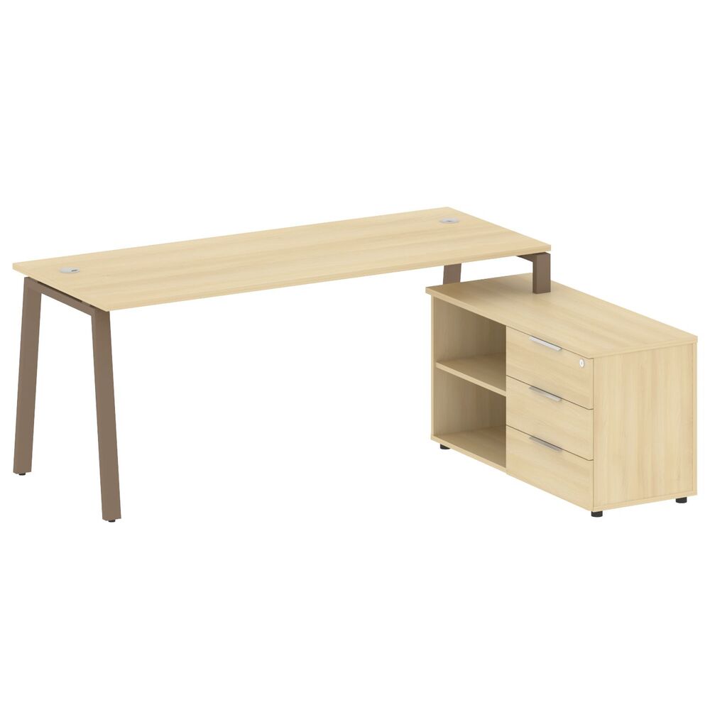 Рабочая станция на А-образном м/к с опорной тумбой правая