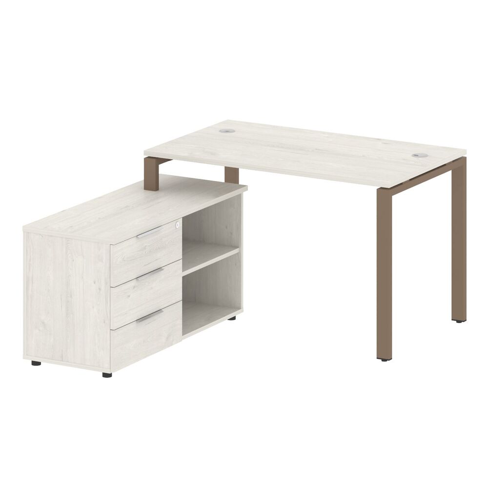 Рабочая станция с опорной тумбой левая