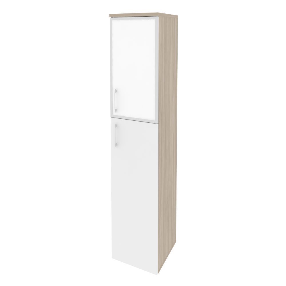 Шкаф высокий узкий правый (стекло белое)