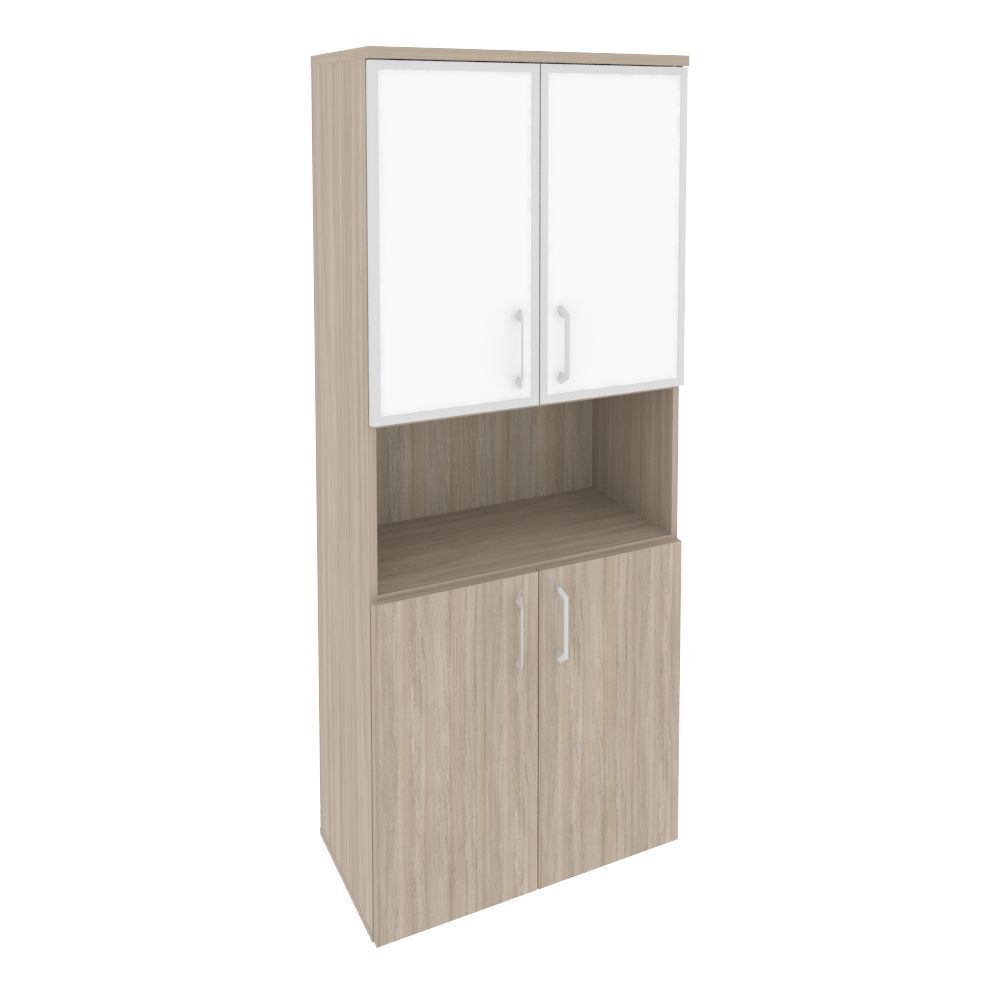 Шкаф высокий широкий (стекло белое)