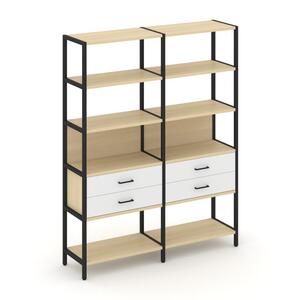 Двухсекционный стеллаж пятиярусный с ящиками