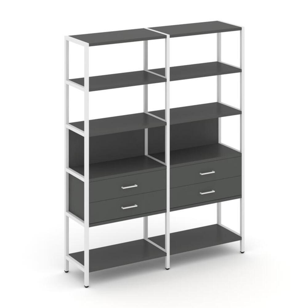 Двухсекционный стеллаж пятиярусный с ящиками