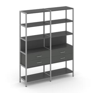 Двухсекционный стеллаж пятиярусный с ящиками