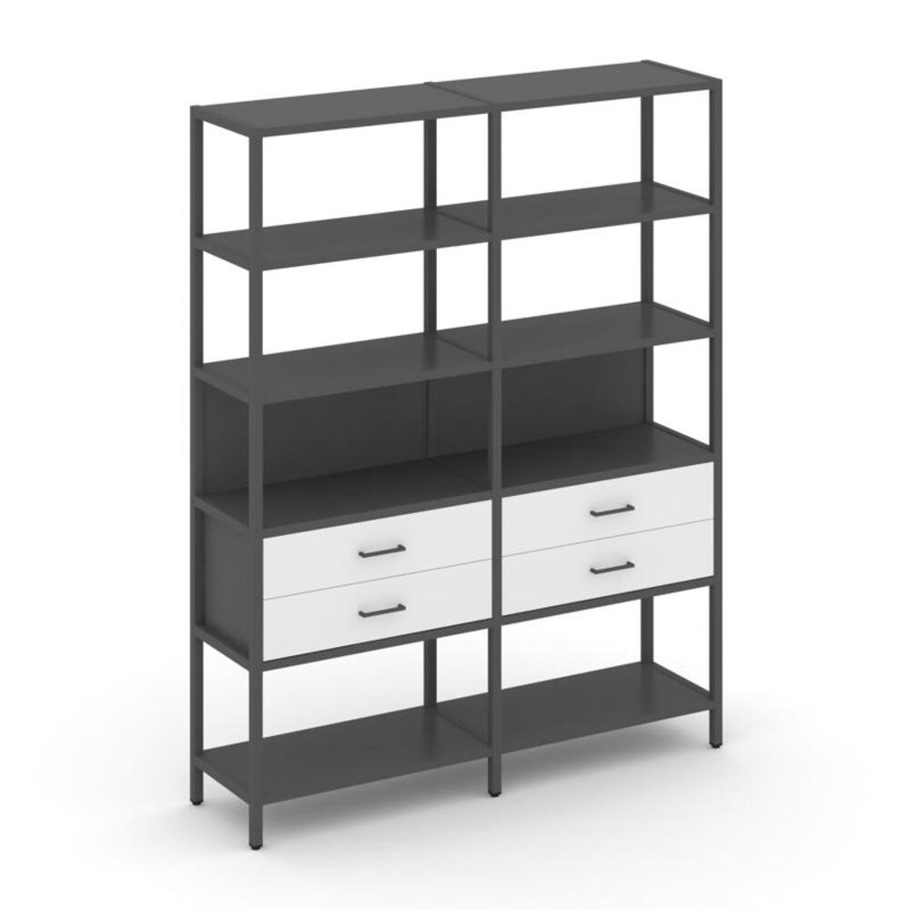 Двухсекционный стеллаж пятиярусный с ящиками