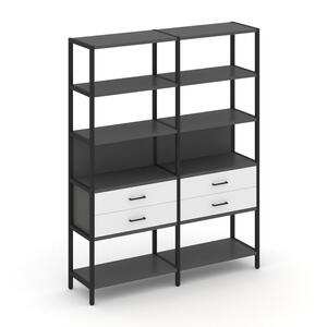 Двухсекционный стеллаж пятиярусный с ящиками