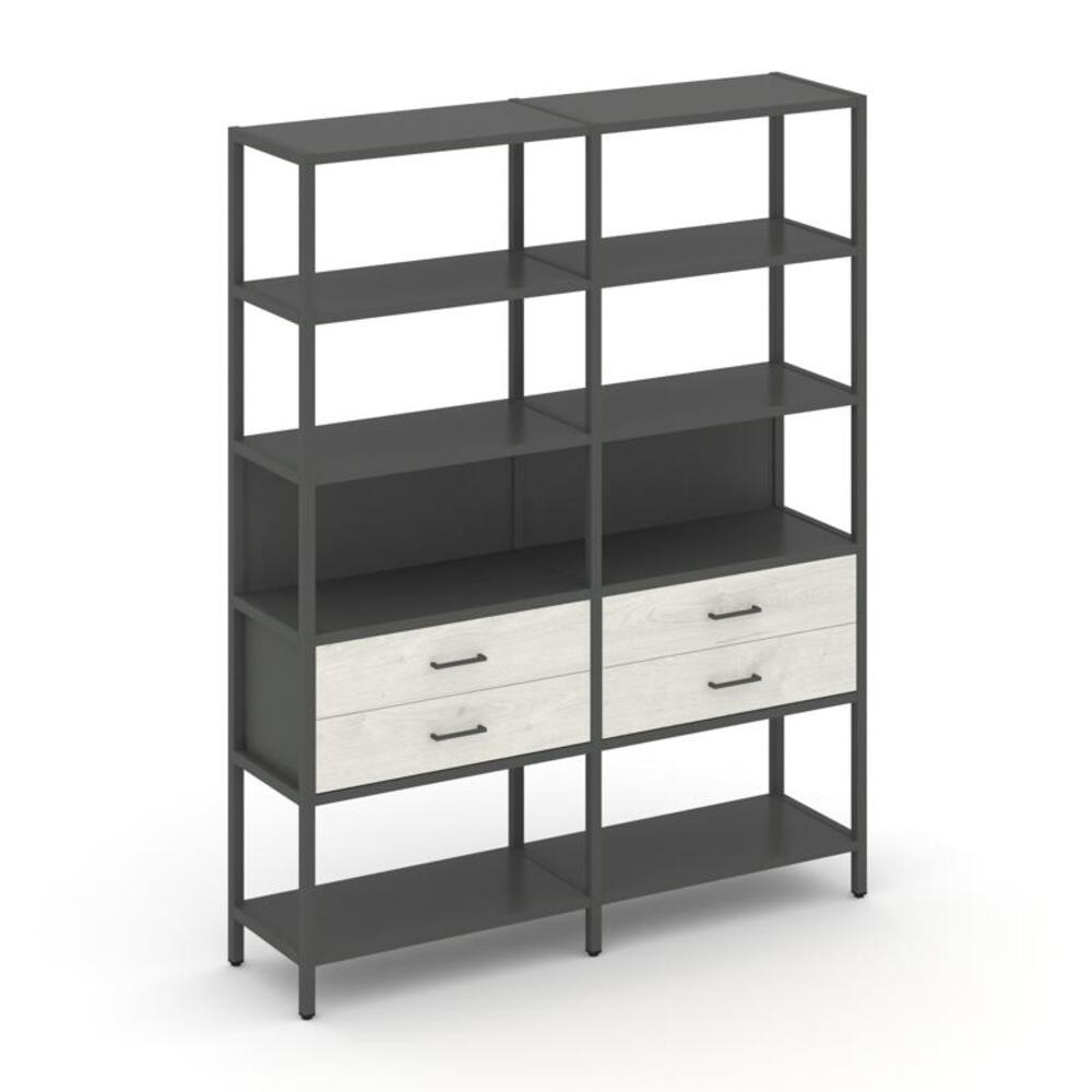 Двухсекционный стеллаж пятиярусный с ящиками