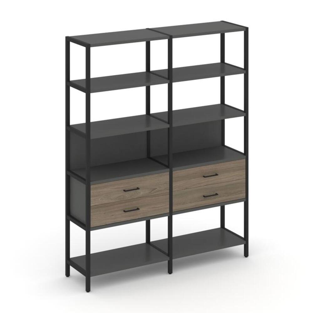 Двухсекционный стеллаж пятиярусный с ящиками