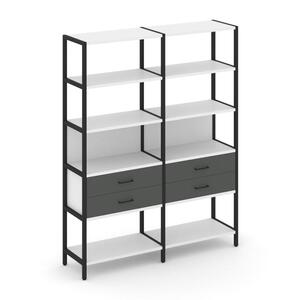 Двухсекционный стеллаж пятиярусный с ящиками