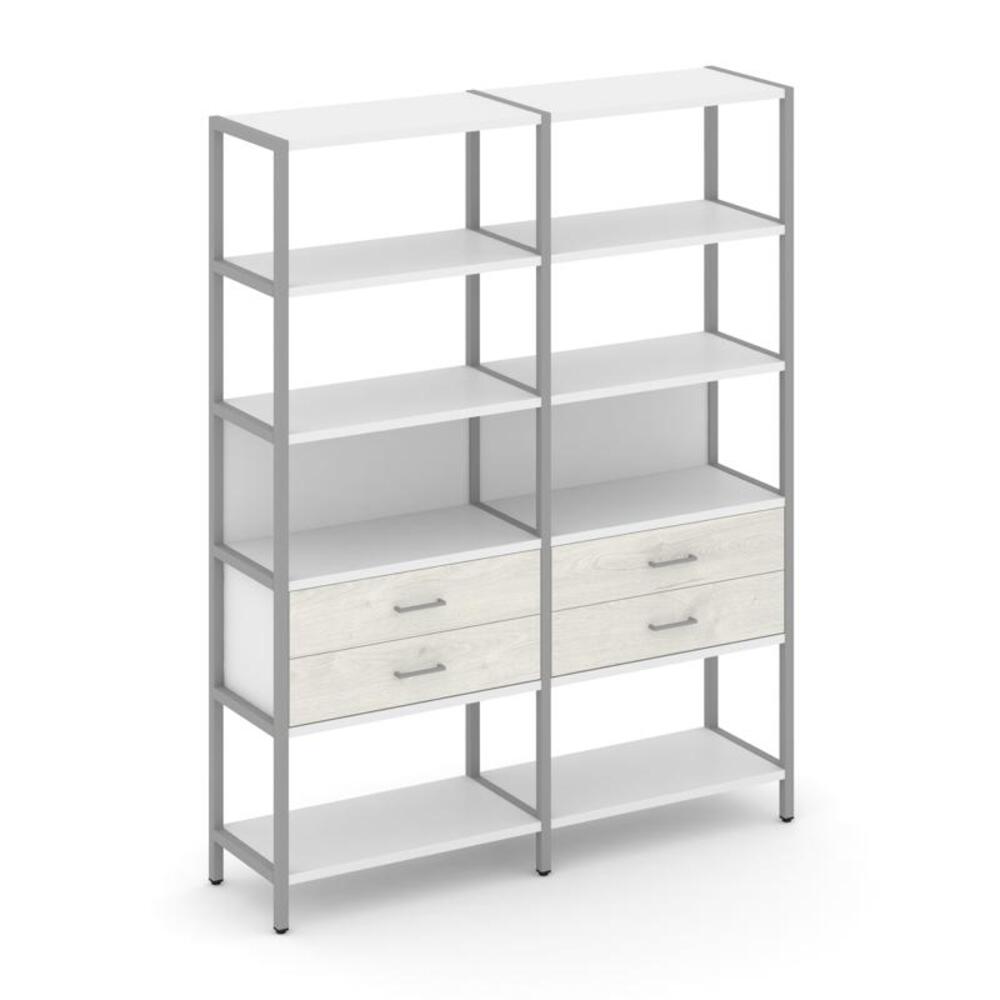 Двухсекционный стеллаж пятиярусный с ящиками