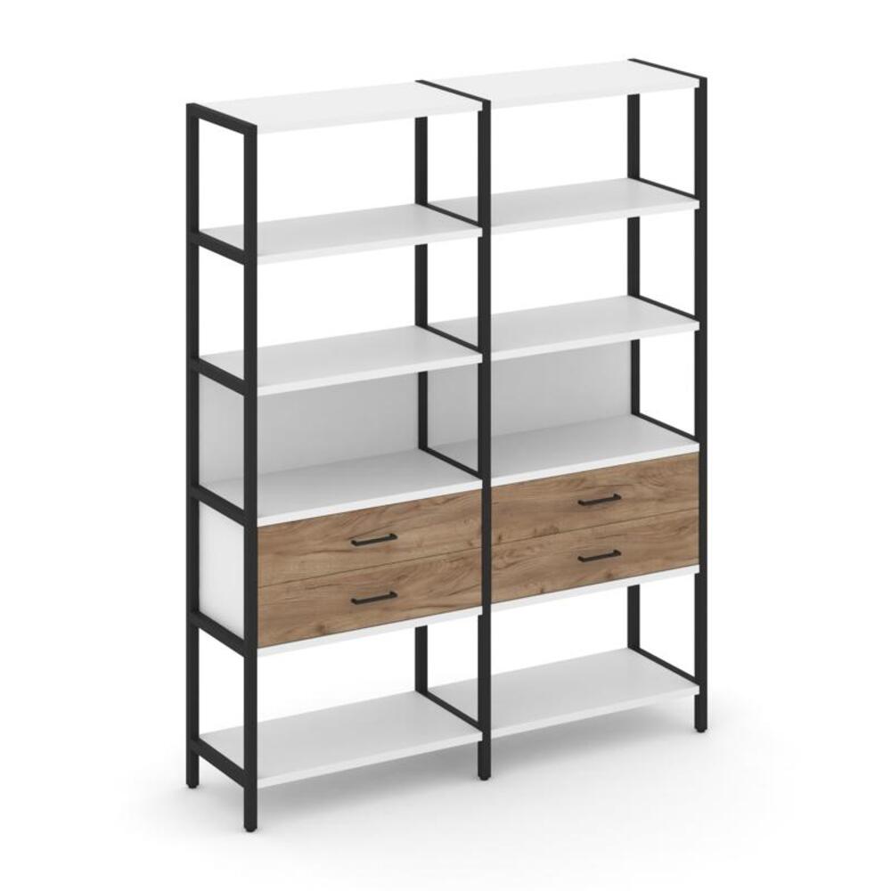 Двухсекционный стеллаж пятиярусный с ящиками