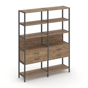 Двухсекционный стеллаж пятиярусный с ящиками