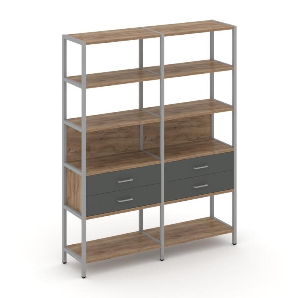 Двухсекционный стеллаж пятиярусный с ящиками