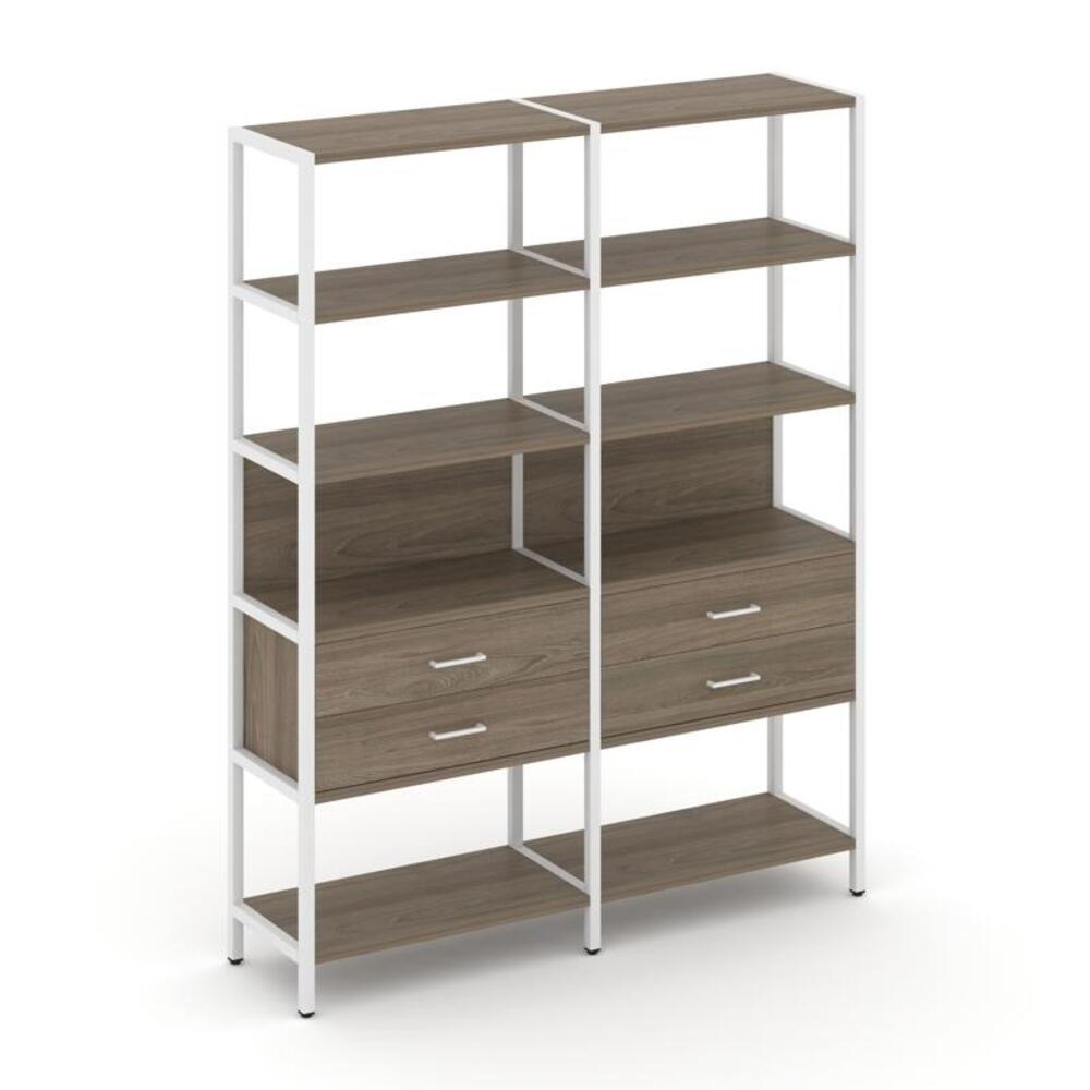 Двухсекционный стеллаж пятиярусный с ящиками