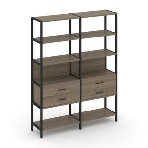 Двухсекционный стеллаж пятиярусный с ящиками