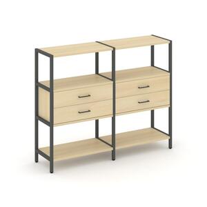 Двухсекционный стеллаж трехярусный с ящиками