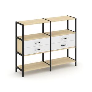 Двухсекционный стеллаж трехярусный с ящиками