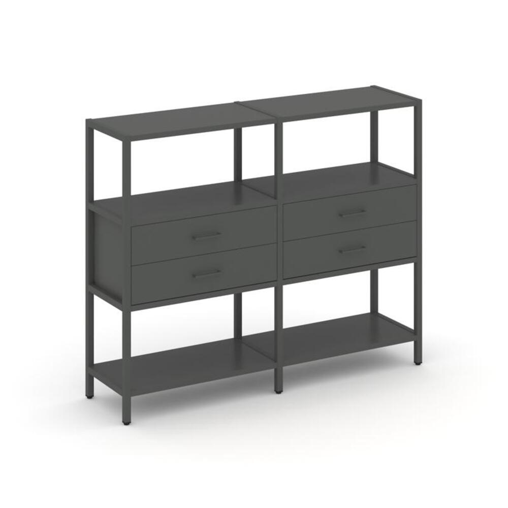 Двухсекционный стеллаж трехярусный с ящиками