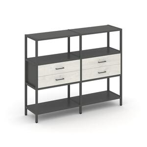 Двухсекционный стеллаж трехярусный с ящиками