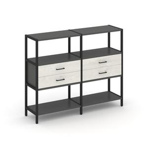 Двухсекционный стеллаж трехярусный с ящиками