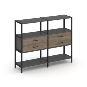 Двухсекционный стеллаж трехярусный с ящиками