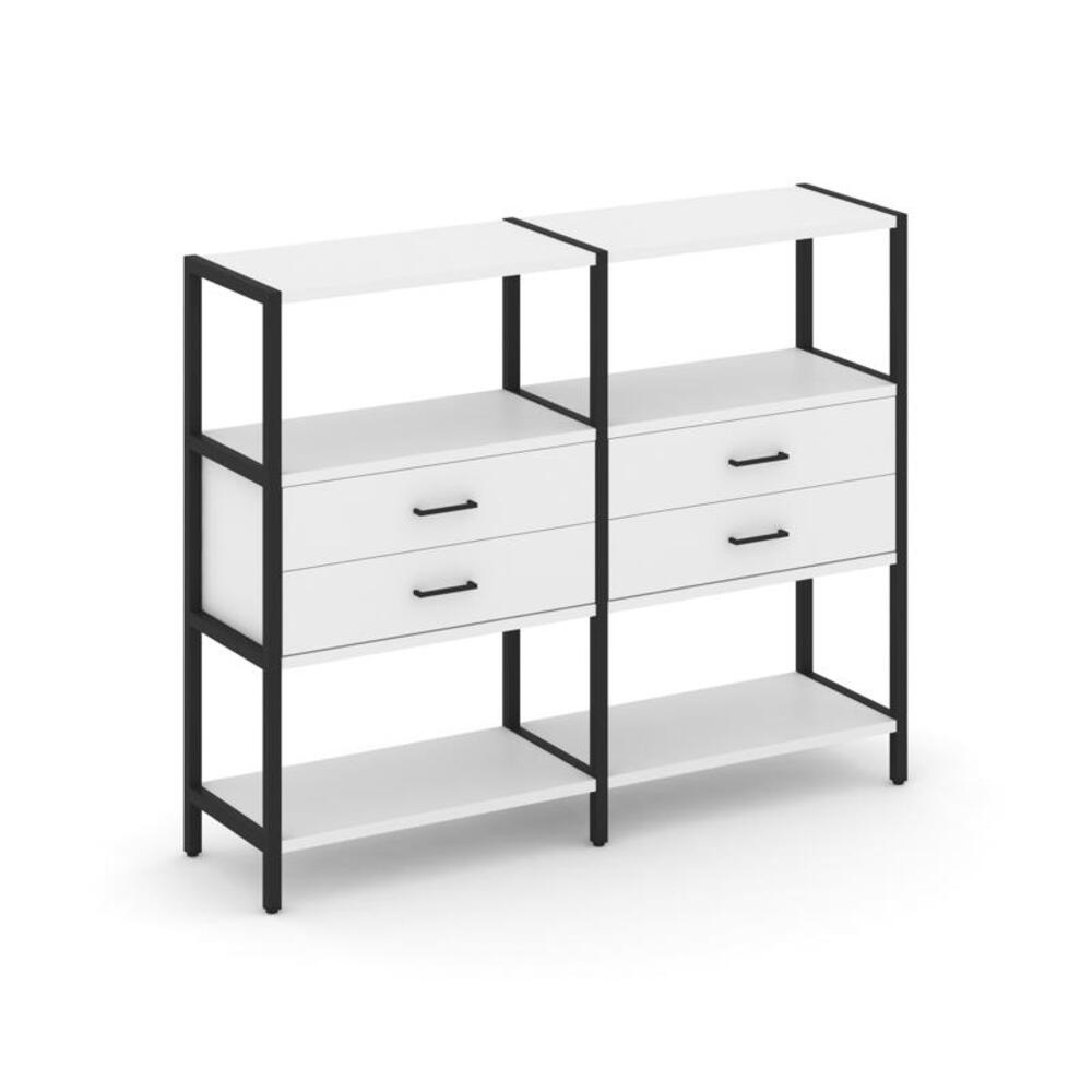 Двухсекционный стеллаж трехярусный с ящиками