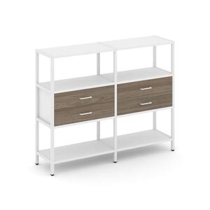 Двухсекционный стеллаж трехярусный с ящиками