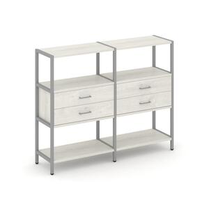 Двухсекционный стеллаж трехярусный с ящиками