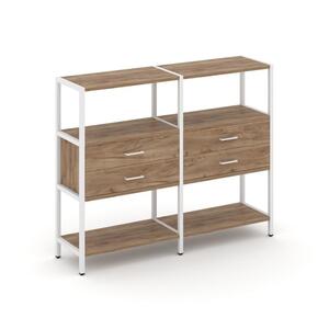 Двухсекционный стеллаж трехярусный с ящиками