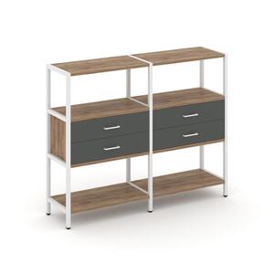 Двухсекционный стеллаж трехярусный с ящиками