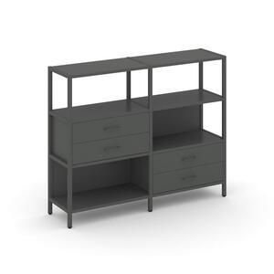 Двухсекционный стеллаж трехярусный с ящиками