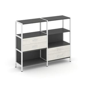 Двухсекционный стеллаж трехярусный с ящиками